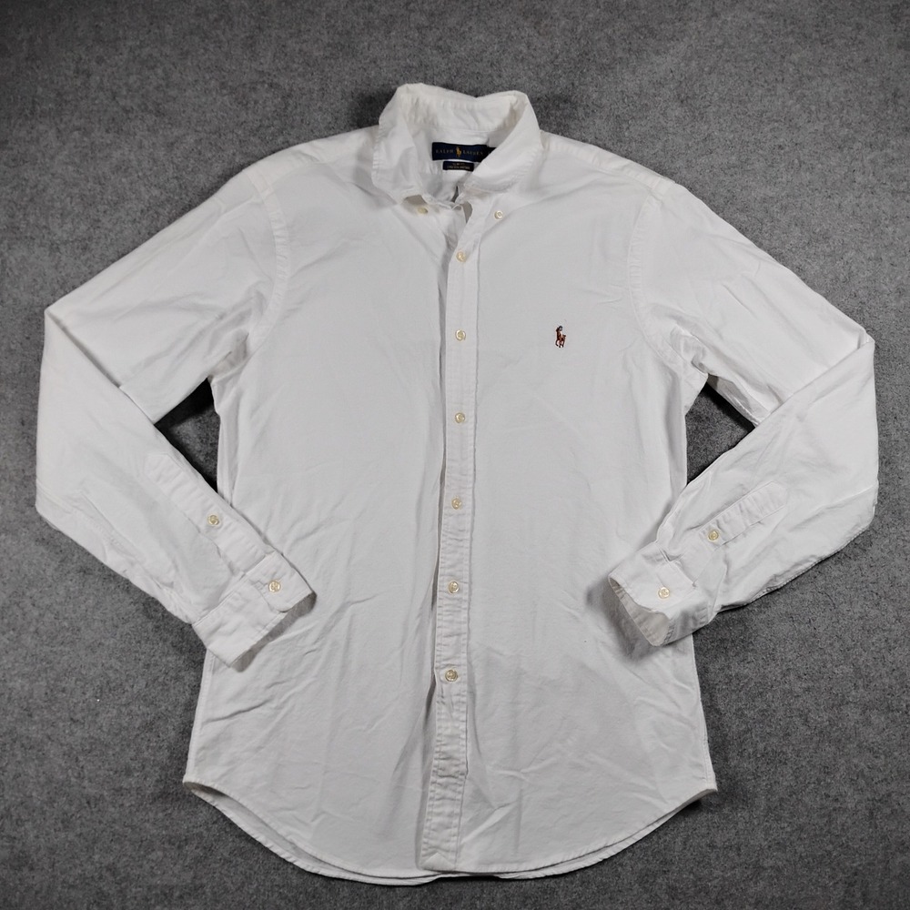 Polo Ralph Lauren Men's Large White Slim Fit Stretch Oxford Button Down Shirt L